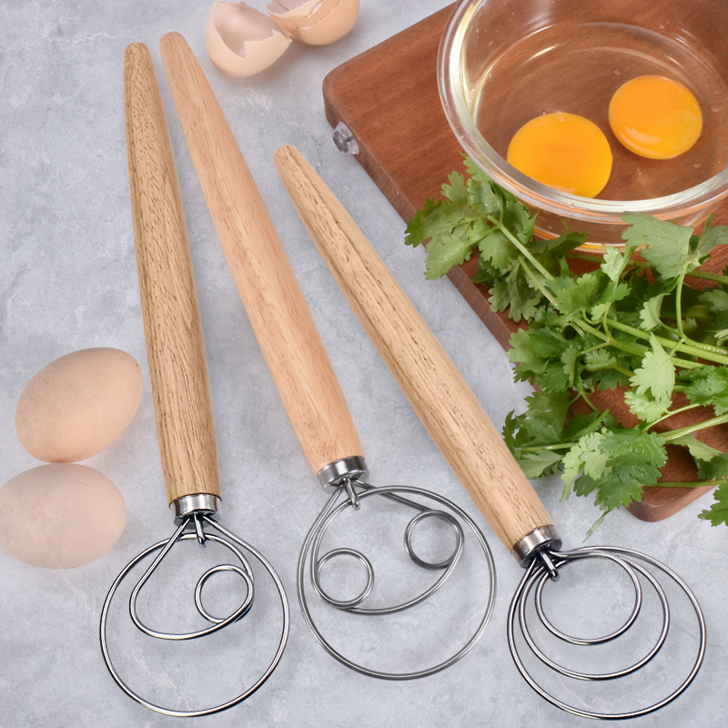 Danish Pancake Pan - Pegangan kayu ek 13 inci pengaduk