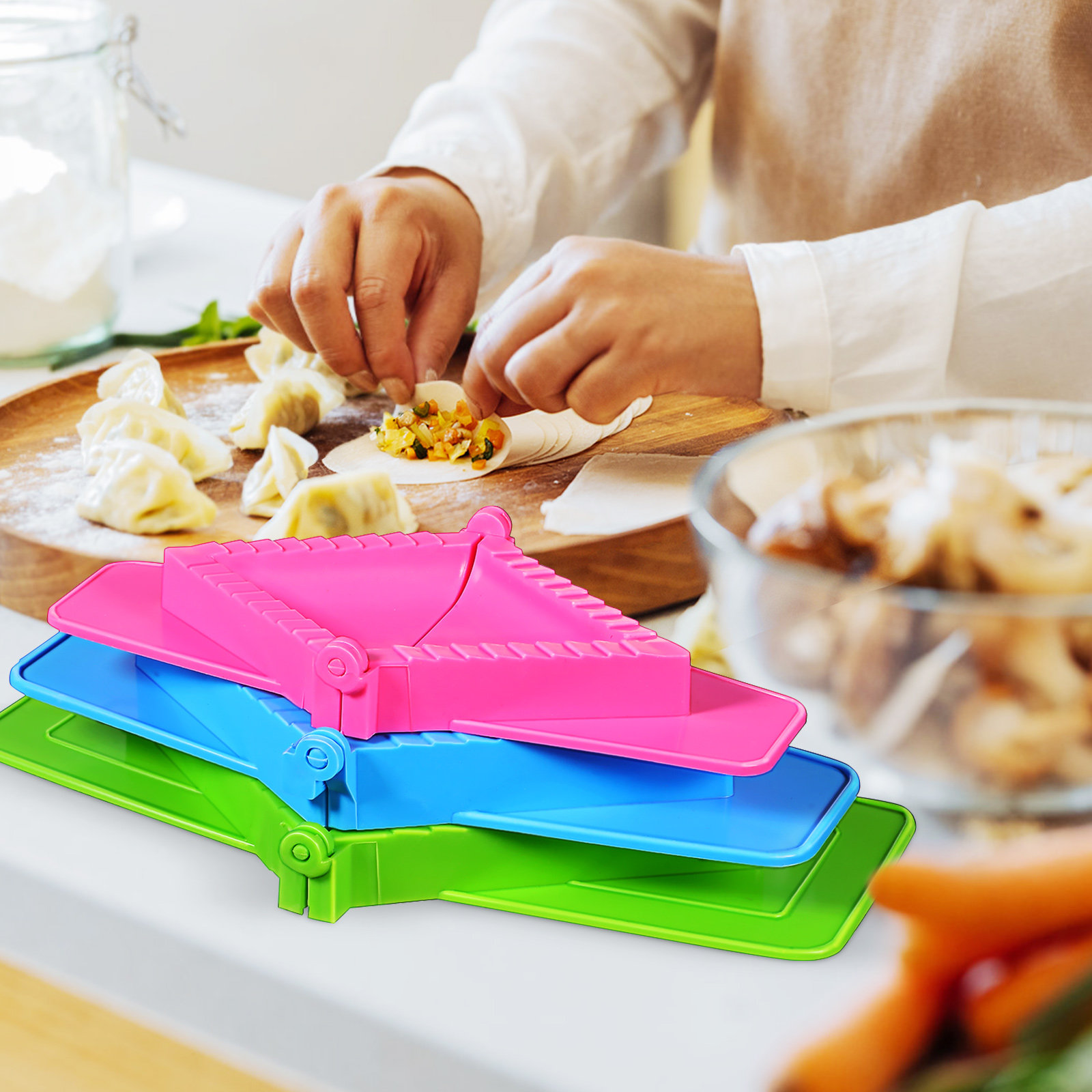 3Pcs Set Cetakan Pangsit Plast - Dumpling Press Set ulasan dan harga